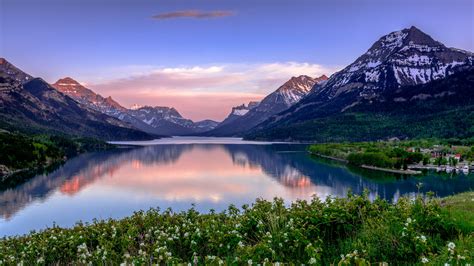 Mountains And Lake In Waterton Lakes National Park Canada Wallpapers
