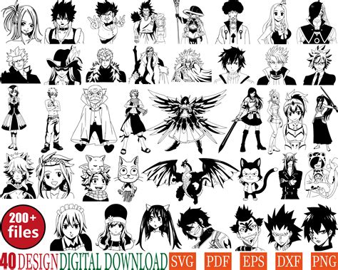 40 Designs Anime Bundle Svg Digital Download Japanese Svg Etsy Canada