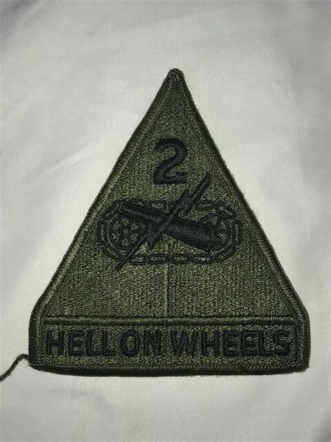 Us Army Second 2nd Armored Division Ad Hell On Wheels Patch Veteran Od