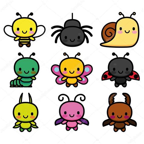 Set Of Cartoon Cute Bugs Isolated — Stock Vector © Aratehortua 117512266