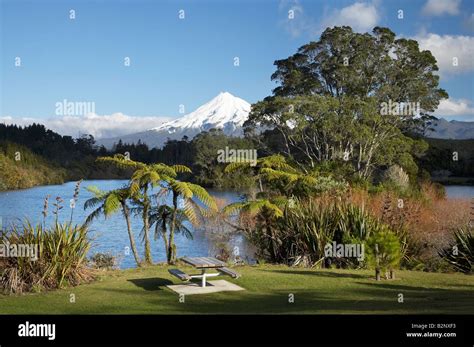 Lake Mangamahoe And Mt Taranaki Mt Egmont Taranaki North Island New