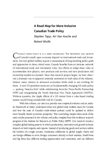 (Free PDF) A Road Map for More Inclusive Canadian Trade Policy