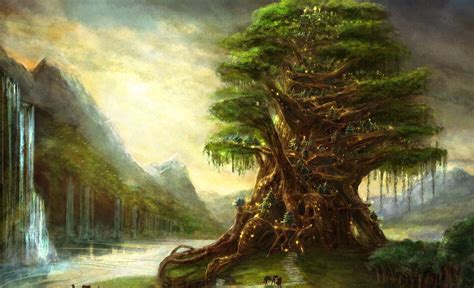 Fantasy Art Trees Wallpaper Живопись Дерево Фотографии