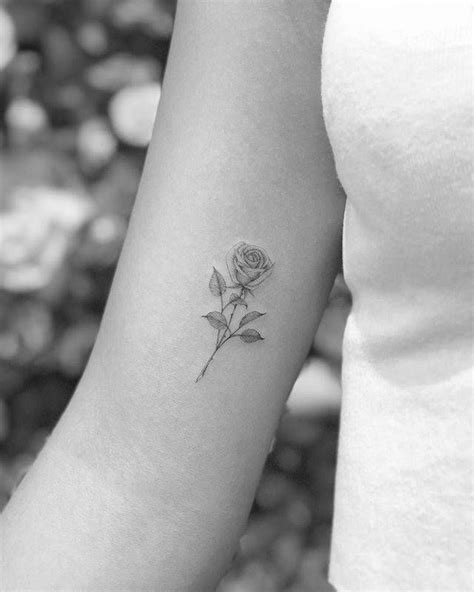 Single Needle Rose Tattoo On The Inner Arm Cool Small Tattoos Dainty
