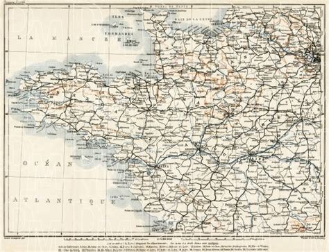Old Map Of Northwest France In 1909 Buy Vintage Map Replica Poster