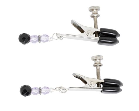 Spartacus Wholesale Nipple Purple Beaded Clamps Adjustable Broad Tip