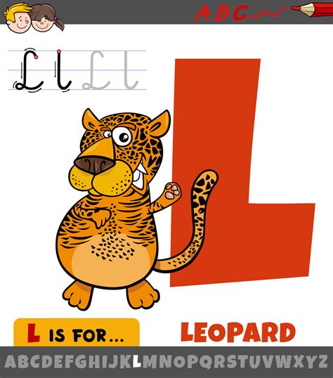 Letter L From Alphabet With Cartoon Leopard Animal Character 5489827