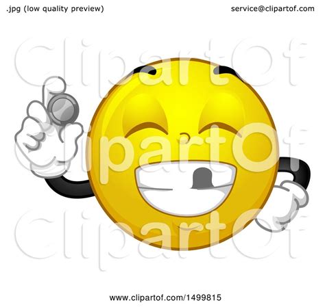 Clipart Of A Smiley Emoticon Emoji Smiling With A Missing Tooth And