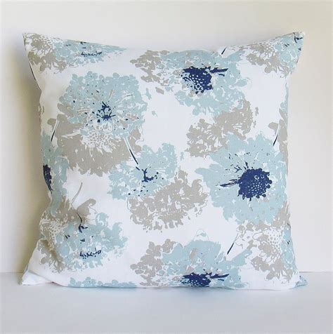 Alice in wonderland cushion cover throw pillow title: Floral Pillow Cover Blue Silver Gray Navy Decorative Throw ...