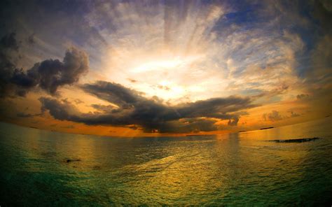 Wallpaper Sunlight Landscape Sunset Sea Water Reflection Clouds