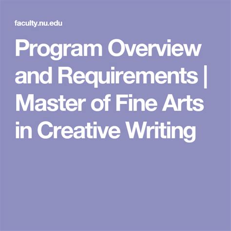 Program Overview And Requirements Master Of Fine Arts In Creative