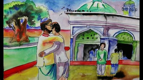 Ramadan drawing for beginners / eid mubarak drawing with pencil sketch. Eid Al-Adha special drawing || How to draw Eid Mubarak ...