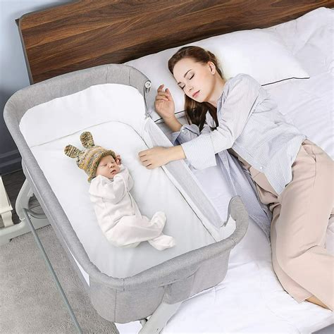 Hembor Unisex Baby Bassinet Adjustable Height Portable Baby Crib For