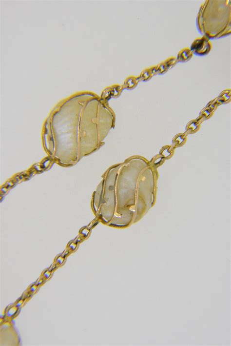Baroque Pearl Necklace Edwardian Gold Caged Pearls Jethro Marles