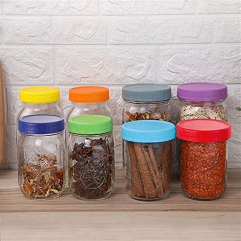 16 pack plastic mason jar lids fits ball kerr and more 8 wide mouth and 8 regular mouth colored