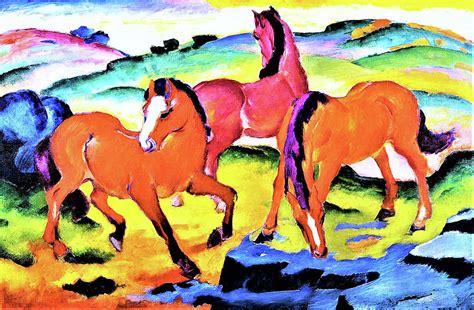 Grazing Horses Iv The Red Horses Digital Remastered Edition Painting