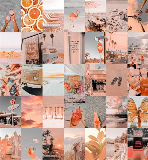Ready To Print Aesthetic Pastel Orange Beach Vibe Wall Collage Etsy