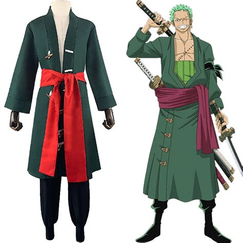 In Stock Anime One Piece Roronoa Zoro Cosplay Costume Kimono Uniform
