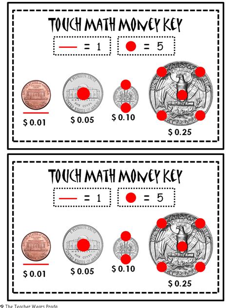 It's normal for children to be a grade below or above the suggested level, depending on how much practice they've had at the skill in the past and how the curriculum in your country is organized. Touch Math Money FREEBIE! - The Teacher Wears Prada