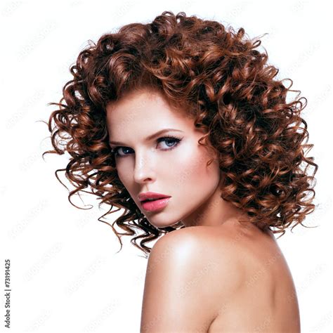 Beautiful Sexy Woman With Brunette Curly Hair Stock Photo Adobe Stock