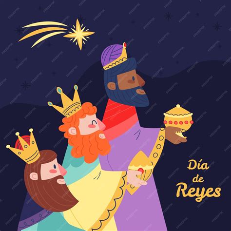 Ilustración Plana De Reyes Magos Vector Premium