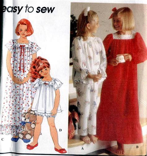 Girls Nightgown Pajamas Size Small Medium Large Simplicity 8818