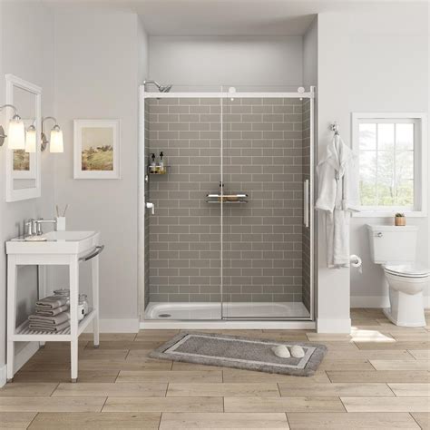 It features an almost full subway tile all around the walls up until the bathtub's, only leaving some space before the ceiling. Pin on Basement Bathroom