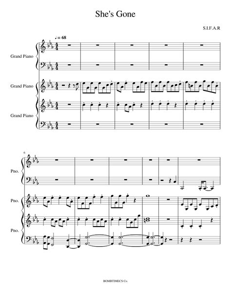 Shesgone Sheet Music For Piano Mixed Trio