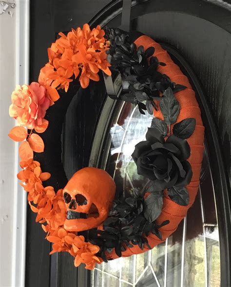 Ghoulish Skull Halloween Wreath Etsy