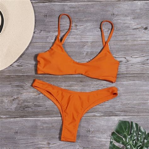 Αγορά Κολύμπι Lefeel 2019 Sexy Bikini Set Women Swimsuit Solid Bikini Backless Swimwear Low