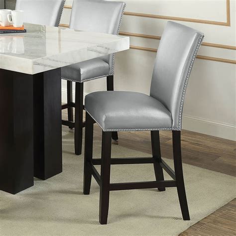 The kansas series comes in an attractive 'walnut' colour, and comprises items for marcano grey velvet dining chair *silver stainless steel frame (low stock). Camila Square Counter Height Dining Set w/ Silver Chairs ...