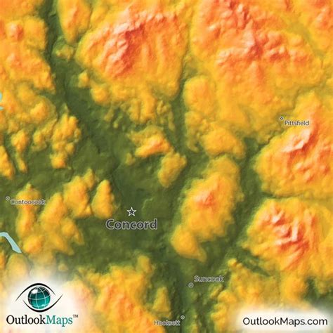 New Hampshire Topography Map Physical Terrain And Mountains