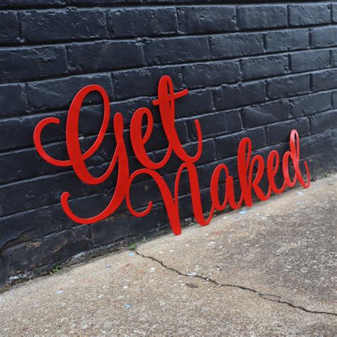 Get Naked Metal Cursive Word Bathroom Wall Sign Sexy Etsy