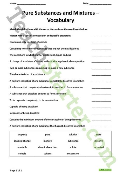 Pure substances and mixtures