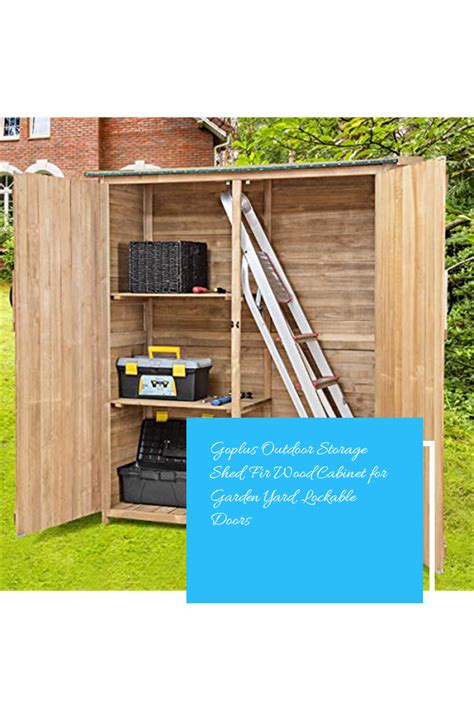 Goplus Outdoor Storage Shed Fir Wood Cabinet For Garden Yard Lockable