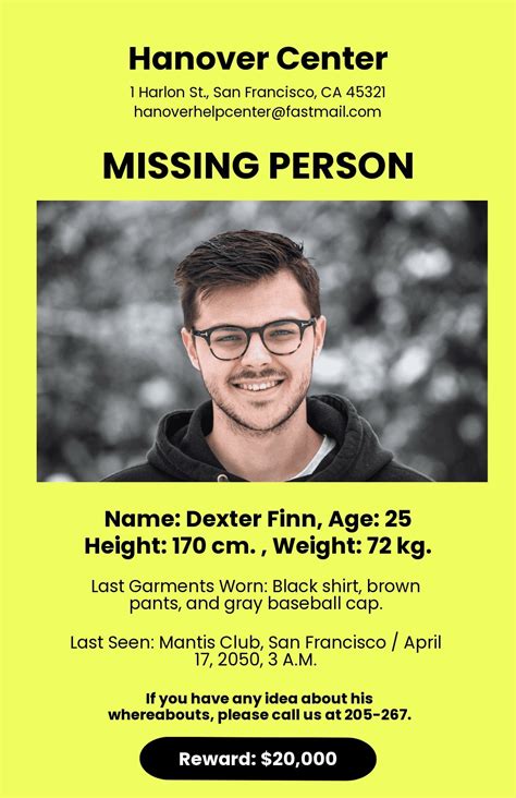 Missing Poster Template Edit Online And Download Example