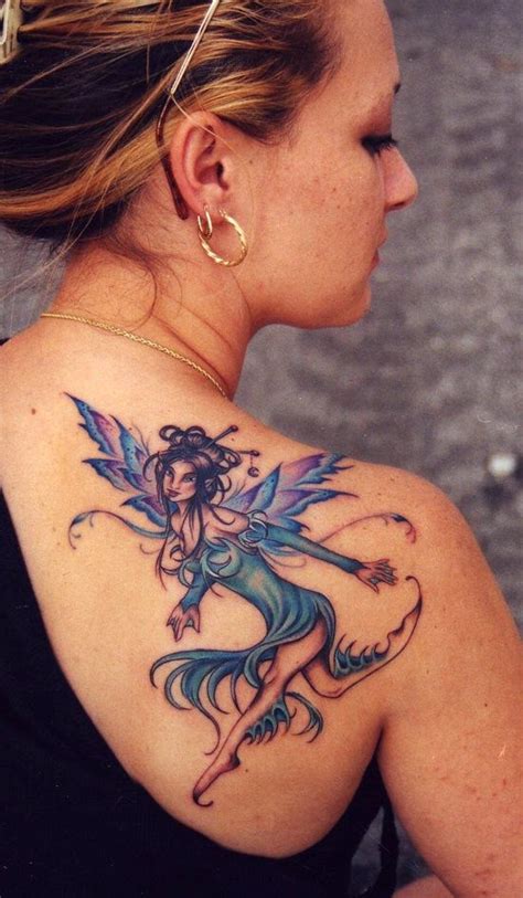 Black ink fairy tattoo design. Fairy Tattoos