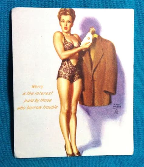 1940s Pinup Girl Art Earl Moran Ink Blotter Card Brunette Suit Lipstick Trouble 2499 Picclick