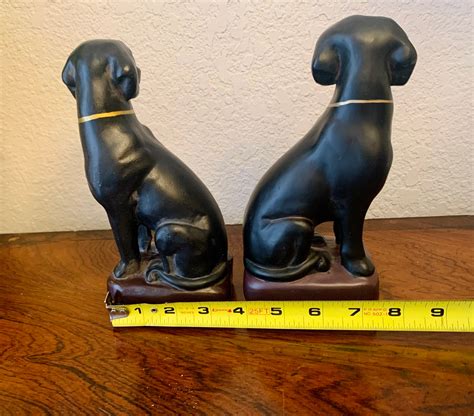 Vintage Solid Black And Gold Lab Dog Labrador Bookends Etsy