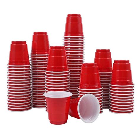 Mini Disposable Shot Glasses - 2oz 120 Count Red Plastic Shot Cups