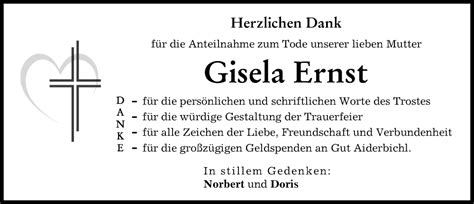 traueranzeigen von gisela ernst augsburger allgemeine zeitung