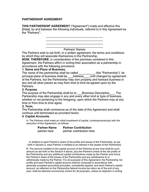 Limited Partnership Agreement Template Free Create Print Or Download Your Free Agreement In