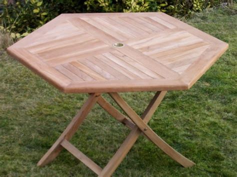 Teak 120cm Hexagonal Folding Table Patio Garden Furniture
