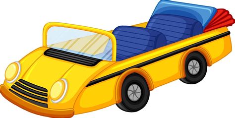 Yellow Vintage Convertible Car In Cartoon Style 7637426 Vector Art At