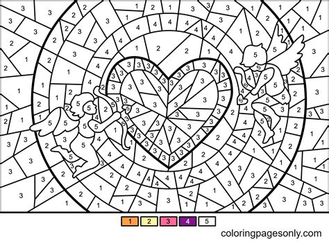 Roses And Heart Color By Number Coloring Pages Color By Number