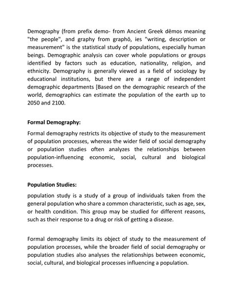 Pdf Differentiate Between Formal Demography And Population Studies