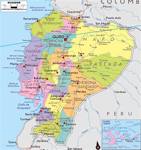 Large Political And Administrative Map Of Ecuador With Roads Cities