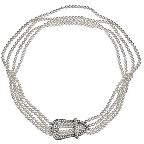 Tiffany And Co Platinum Diamond Buckle And Pearl Necklace Van Rijk