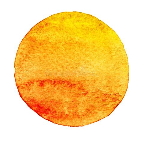 Yellow Orange Circle Painted With Watercolor On A White Background