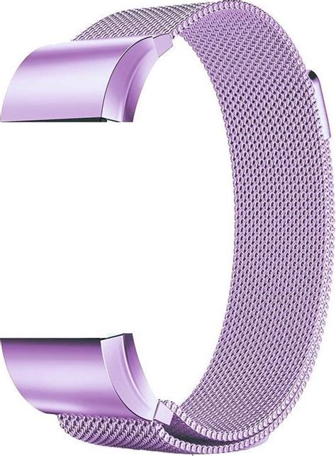 Metalen Armband Voor Fitbit Charge 2 Magneet Slot Kleur Paars Maat
